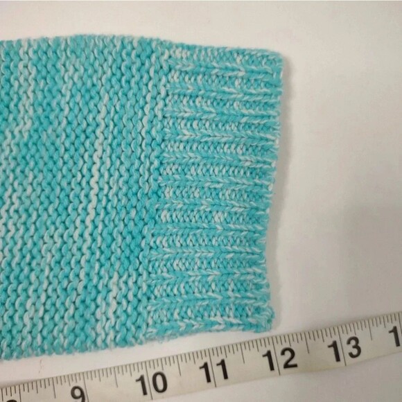 JohnPaulRichard Sweater Oversized Turquoise and White Pullover Sweater s… - Picture 8 of 12